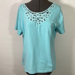 Rebecca Malone Stretch Short Sleeve Top Size L